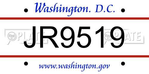 JR9519 District Of Columbia License Plate