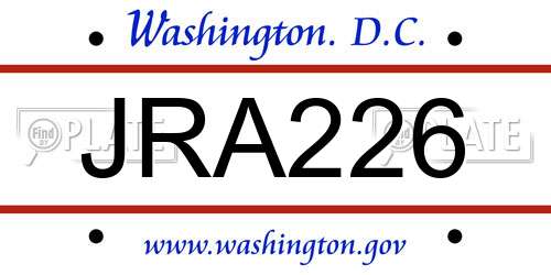 JRA226 District Of Columbia License Plate