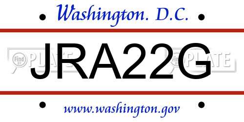 JRA22G District Of Columbia License Plate