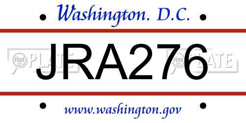 JRA276 District Of Columbia License Plate