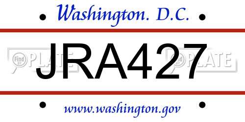 JRA427 District Of Columbia License Plate