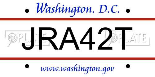 JRA42T District Of Columbia License Plate