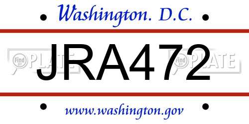 JRA472 District Of Columbia License Plate