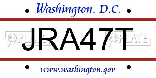 JRA47T District Of Columbia License Plate