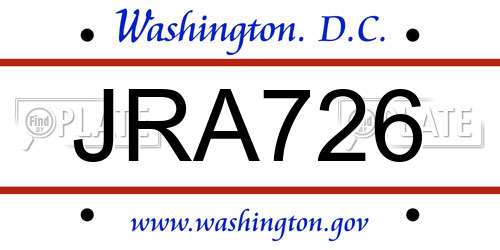 JRA726 District Of Columbia License Plate
