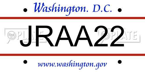 JRAA22 District Of Columbia License Plate