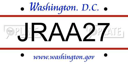 JRAA27 District Of Columbia License Plate