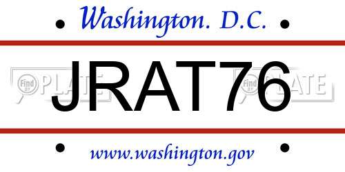 JRAT76 District Of Columbia License Plate