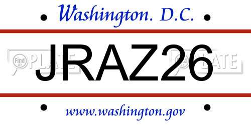 JRAZ26 District Of Columbia License Plate