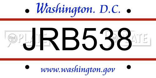 JRB538 District Of Columbia License Plate