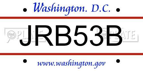 JRB53B District Of Columbia License Plate