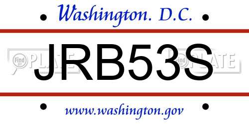 JRB53S District Of Columbia License Plate