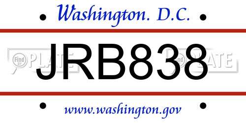 JRB838 District Of Columbia License Plate