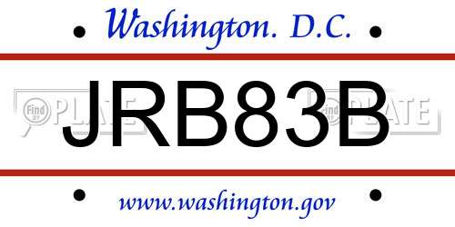 JRB83B District Of Columbia License Plate