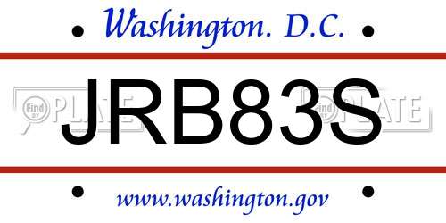JRB83S District Of Columbia License Plate