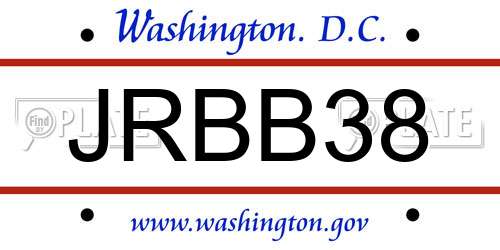 JRBB38 District Of Columbia License Plate