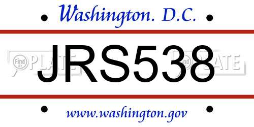 JRS538 District Of Columbia License Plate