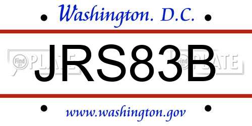 JRS83B District Of Columbia License Plate