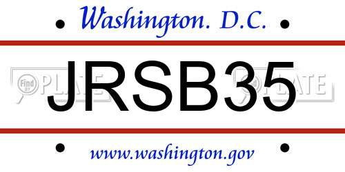 JRSB35 District Of Columbia License Plate