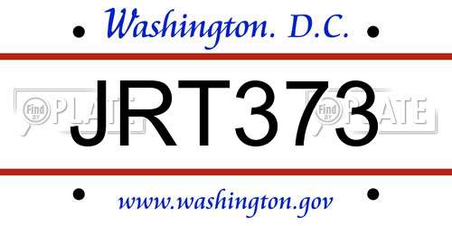 JRT373 District Of Columbia License Plate