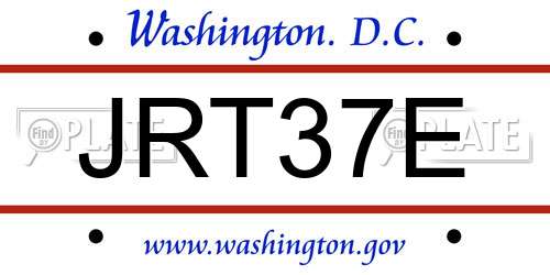 JRT37E District Of Columbia License Plate