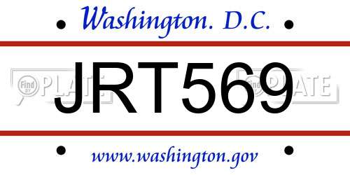 JRT569 District Of Columbia License Plate