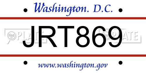 JRT869 District Of Columbia License Plate