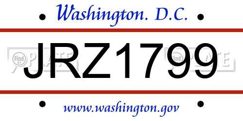 JRZ1799 District Of Columbia License Plate