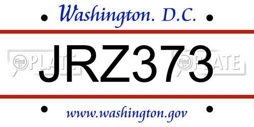 JRZ373 District Of Columbia License Plate