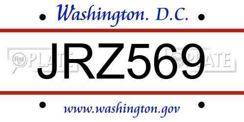 JRZ569 District Of Columbia License Plate