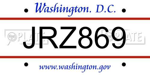 JRZ869 District Of Columbia License Plate