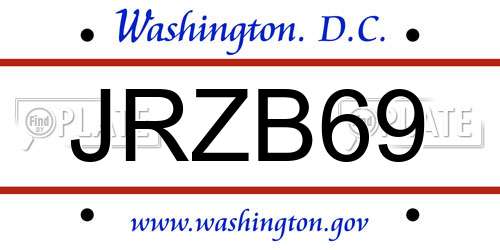 JRZB69 District Of Columbia License Plate