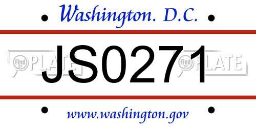 JS0271 District Of Columbia License Plate
