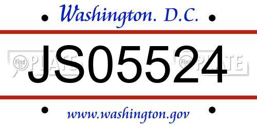 JS05524 District Of Columbia License Plate