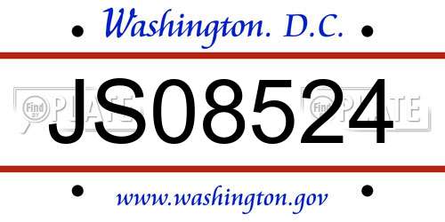 JS08524 District Of Columbia License Plate