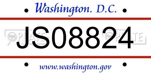 JS08824 District Of Columbia License Plate
