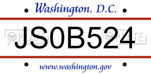 JS0B524 District Of Columbia License Plate