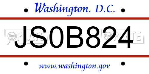 JS0B824 District Of Columbia License Plate