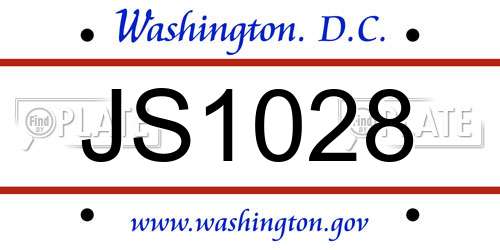 JS1028 District Of Columbia License Plate