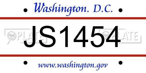 JS1454 District Of Columbia License Plate