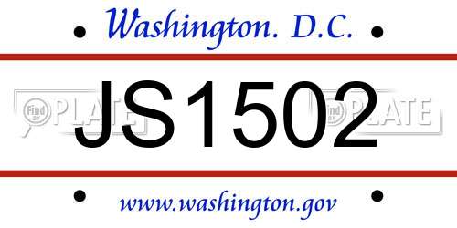 JS1502 District Of Columbia License Plate
