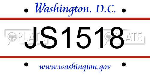 JS1518 District Of Columbia License Plate