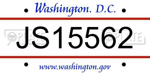 JS15562 District Of Columbia License Plate