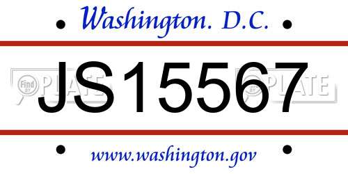 JS15567 District Of Columbia License Plate