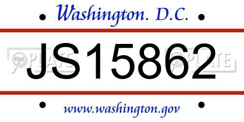 JS15862 District Of Columbia License Plate