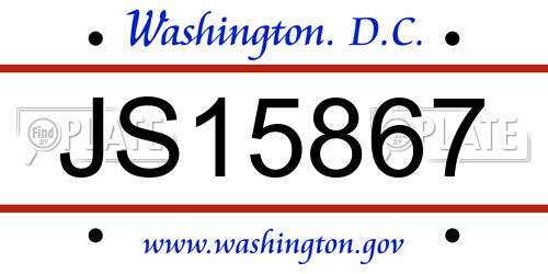 JS15867 District Of Columbia License Plate