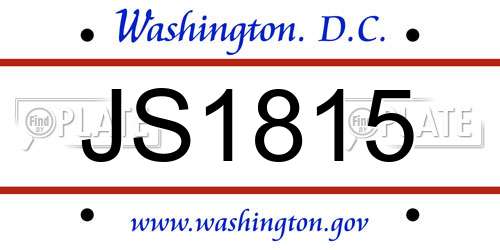JS1815 District Of Columbia License Plate