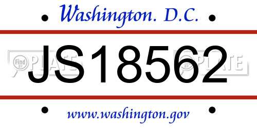 JS18562 District Of Columbia License Plate