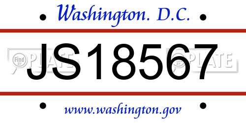 JS18567 District Of Columbia License Plate