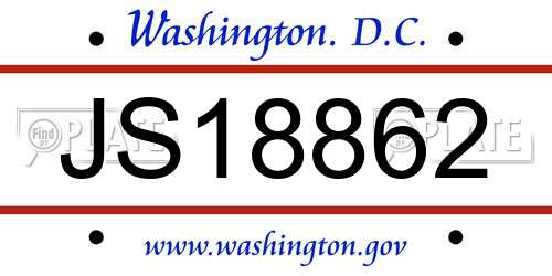JS18862 District Of Columbia License Plate